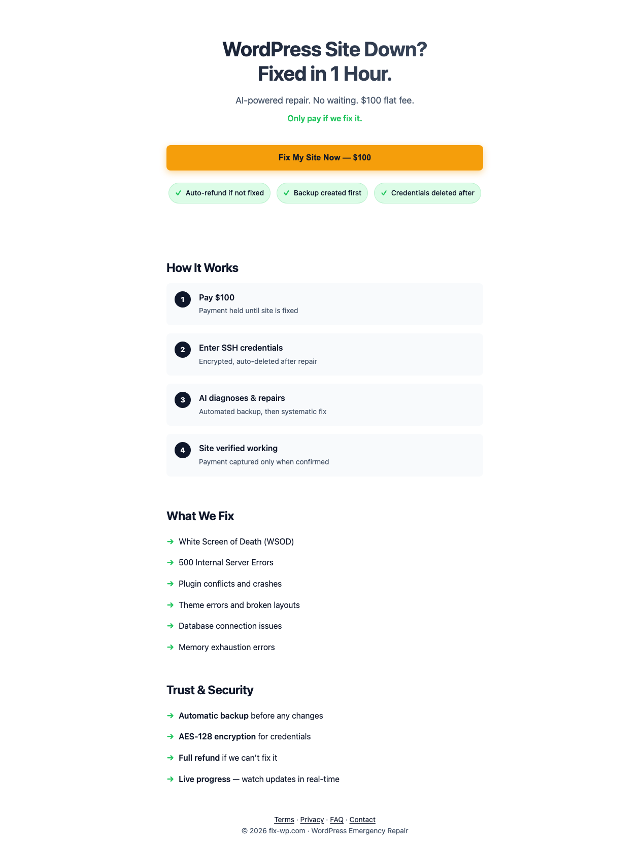 fix-wp.com landing page